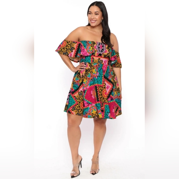 NEW NWOT CurvySense Plus Size Fuchsia/Teal Victorian Print Dress Size 3XL - Picture 3 of 8